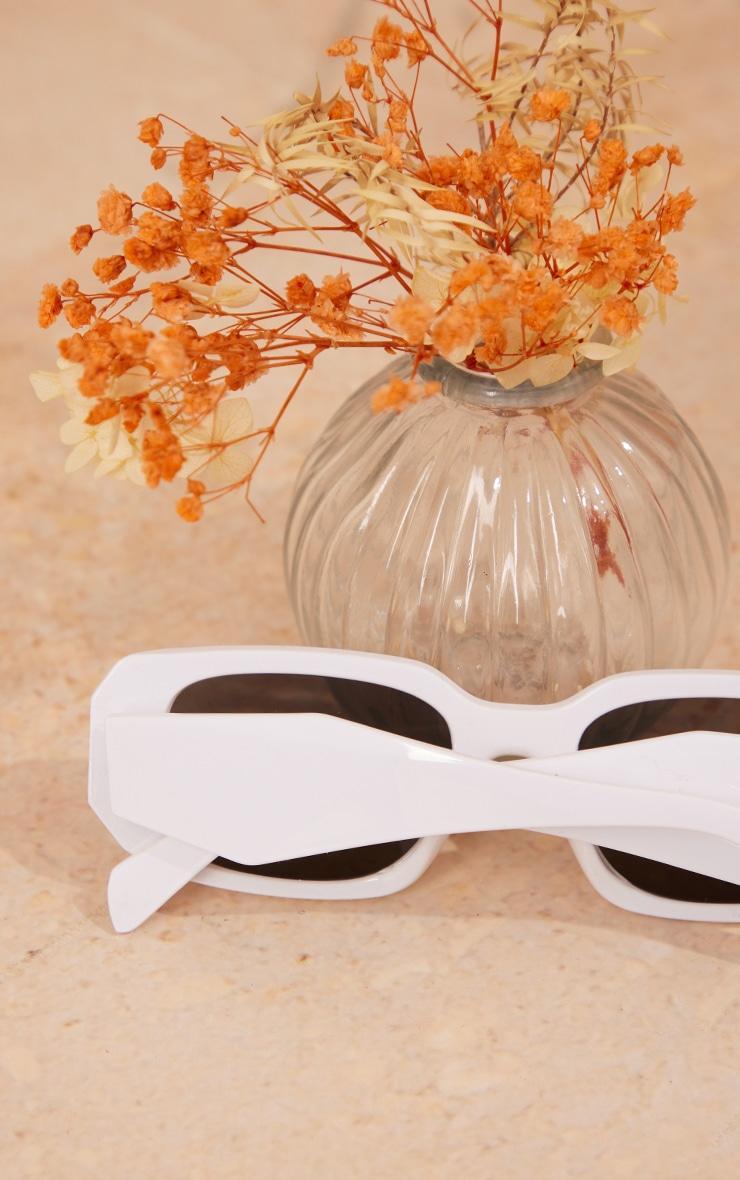 White Diamond Detail Rectangular Frame Sunglasses Product Image