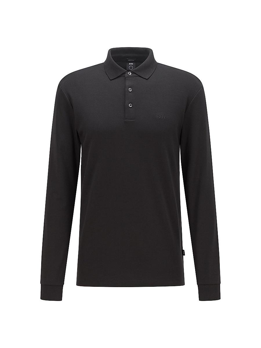 Mens Interlock-Cotton Polo Shirt with Embroidered Logo Product Image