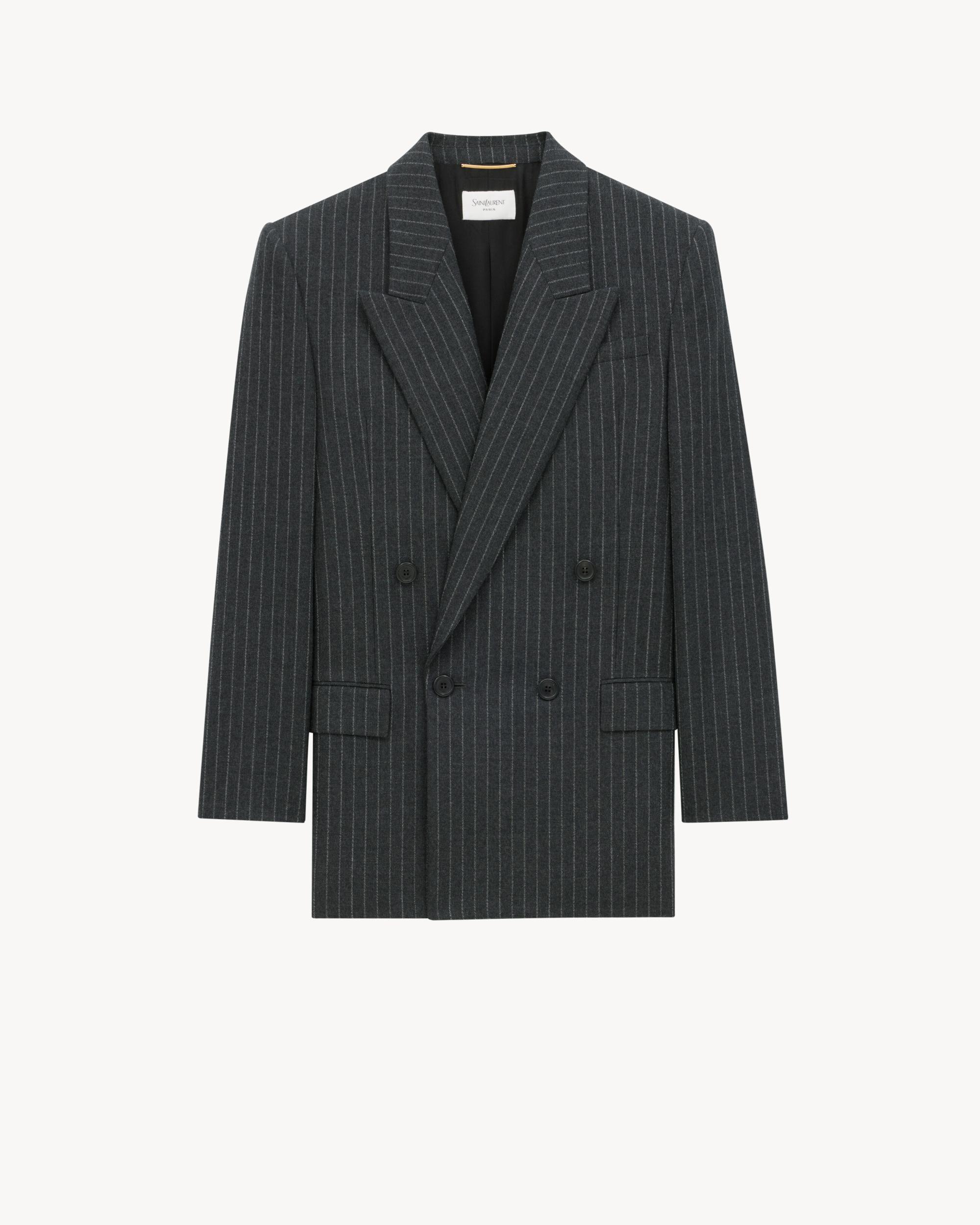 jacket in striped wool flannel Product Image