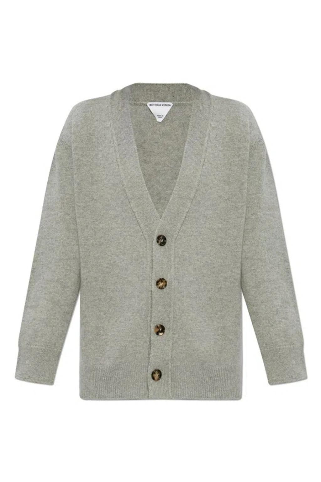 BOTTEGA VENETA Patch Embellished Relaxed Fit Cardigan In Gray Product Image