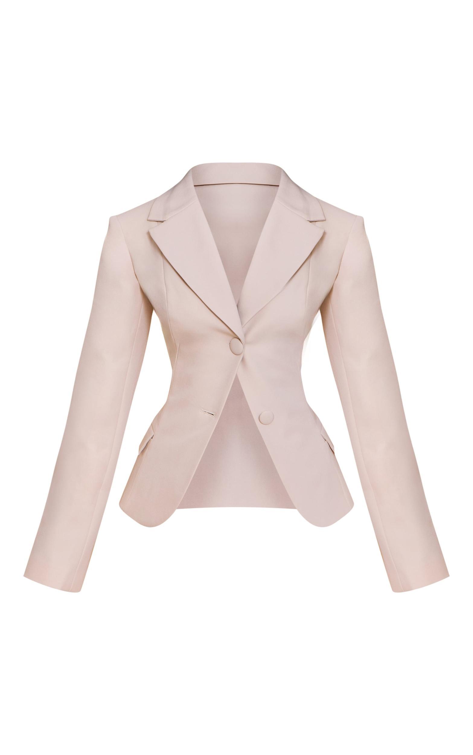 Petite Beige Structured Fitted Blazer Product Image