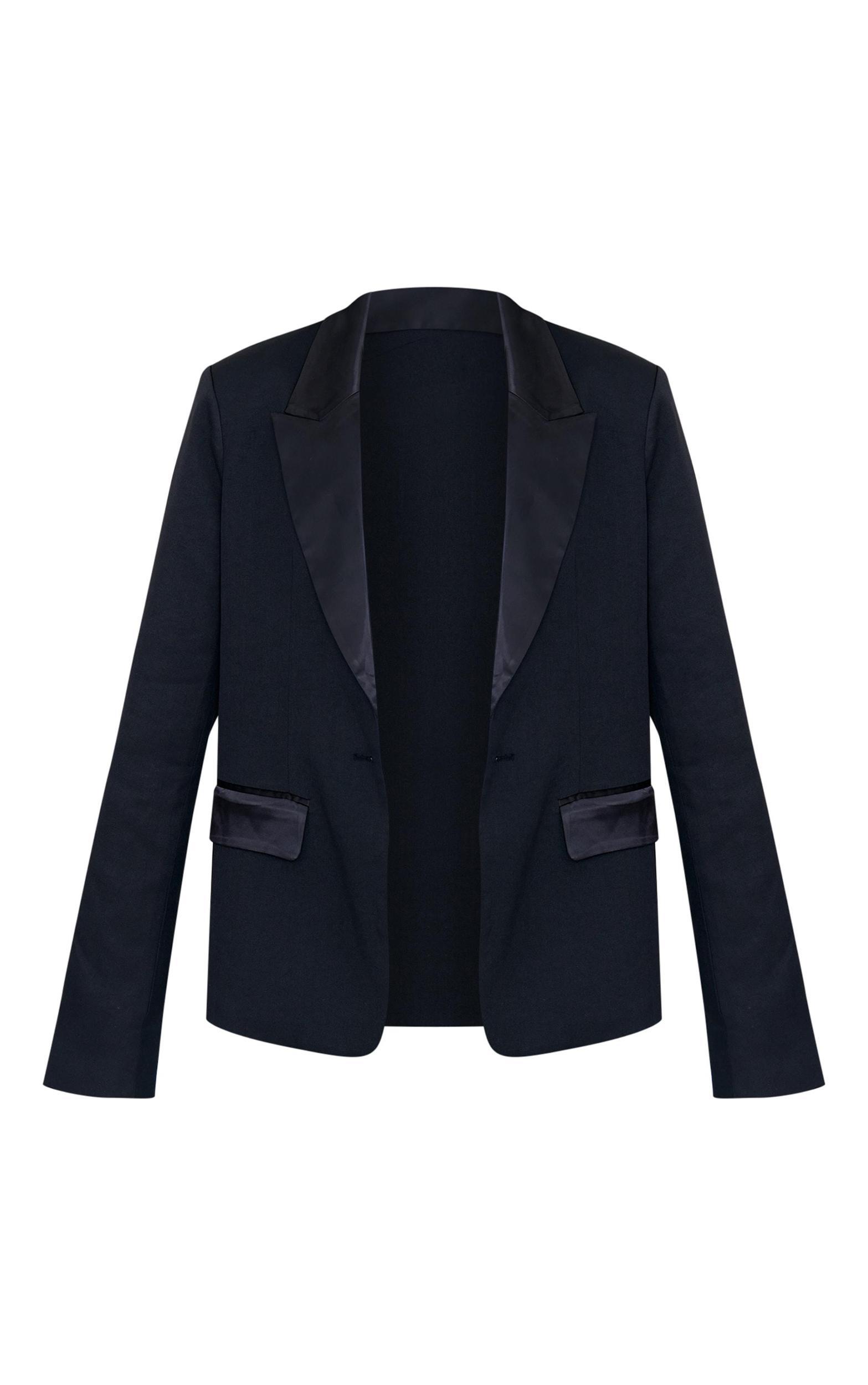 Tall Black Tuxedo Oversized Blazer Product Image