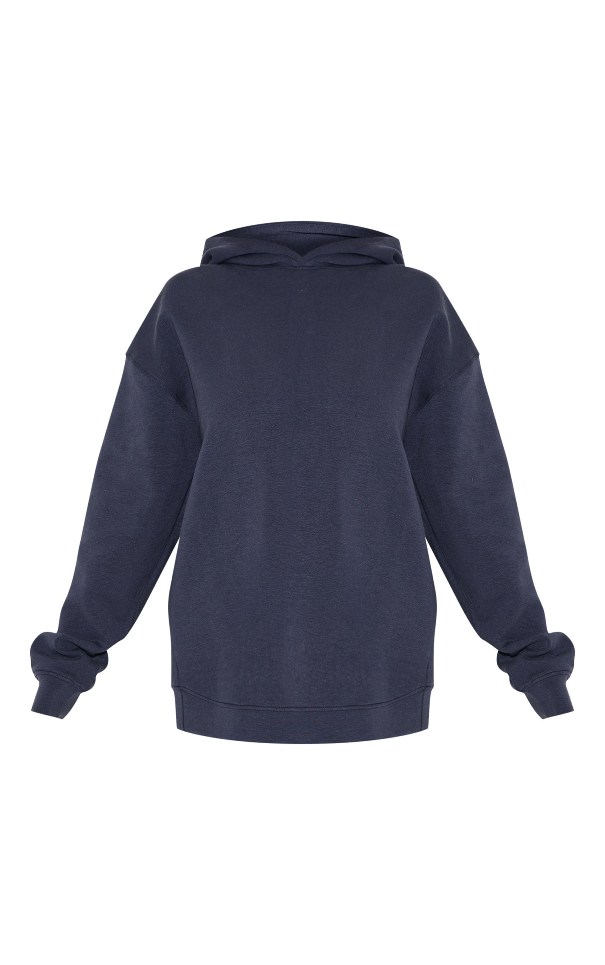 Navy Premium Interlock Oversized Hoodie Product Image