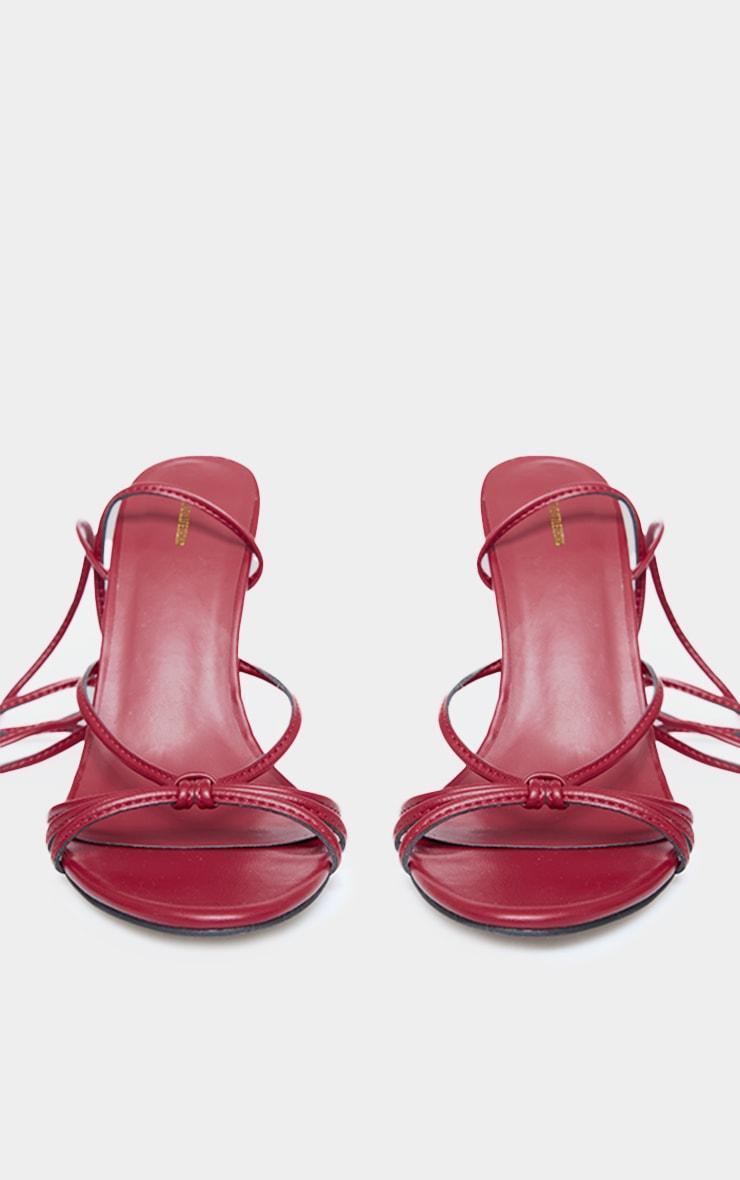 Burgundy PU Round Toe Knot Strap Heel Sandals Product Image