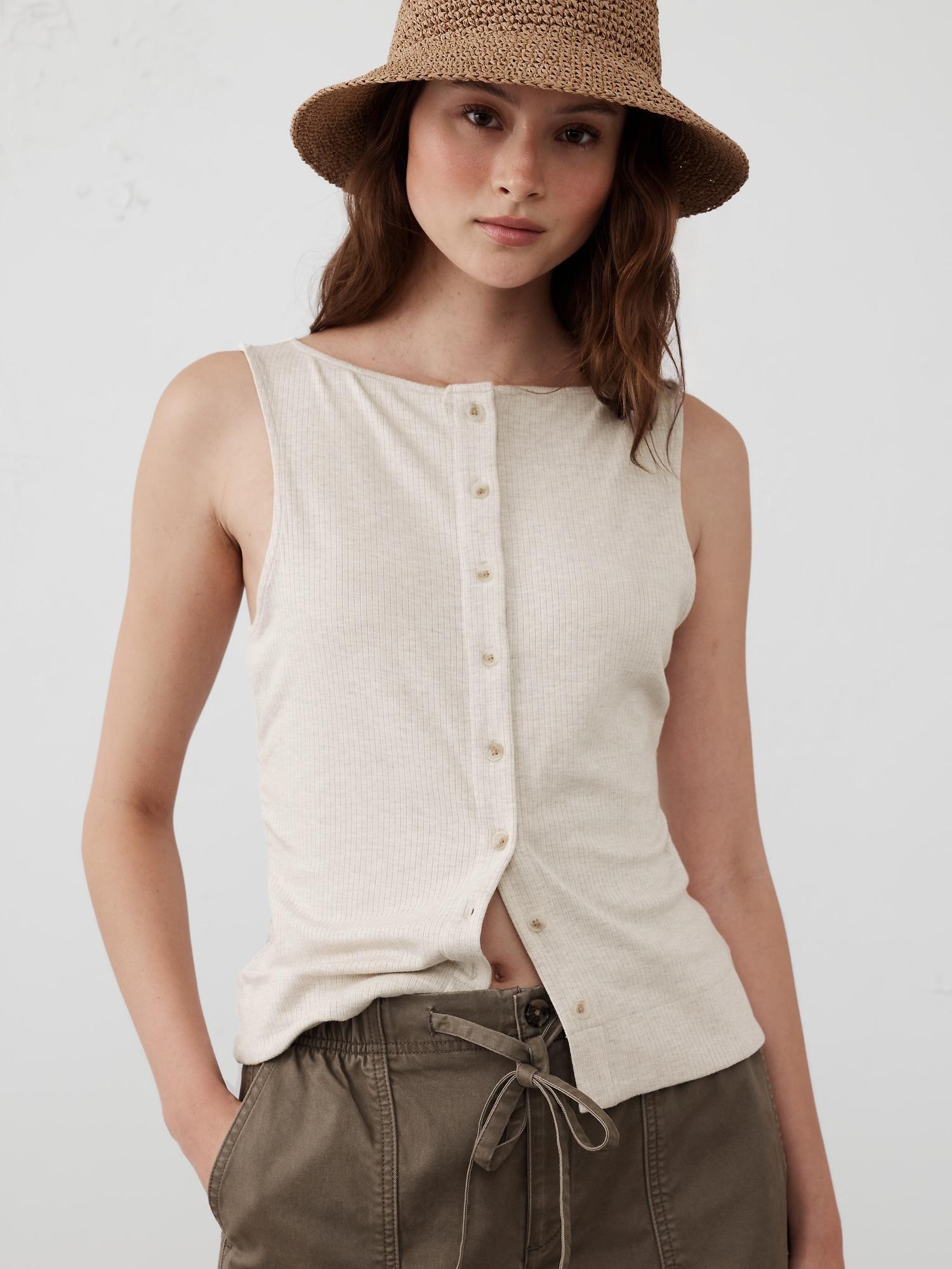 Ribbed Button-Up Tank Product Image