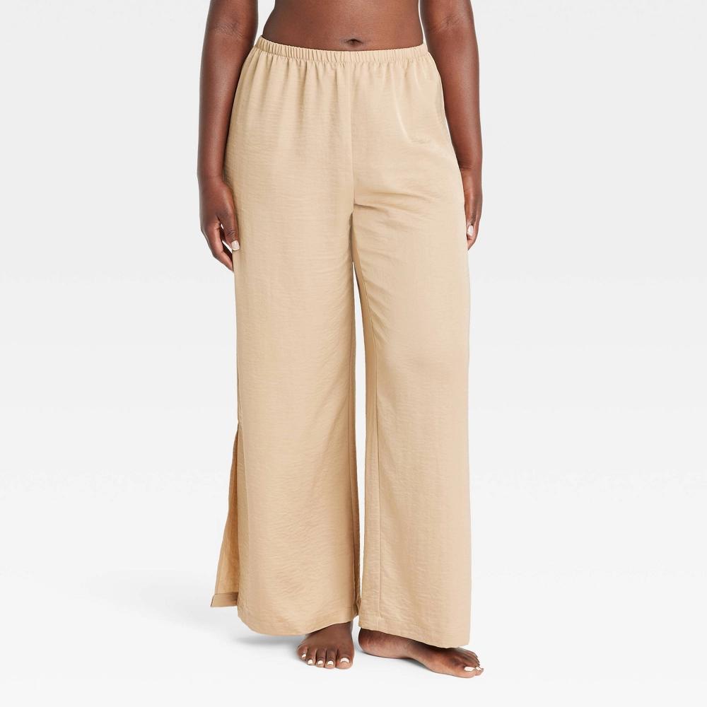 Women's Satin Pajama Pants - Auden™ Taupe XXL Product Image