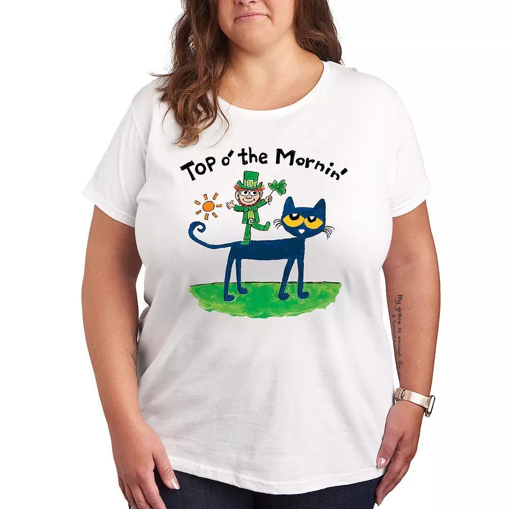 Plus Pete the Cat Top O' The Mornin' Leprechaun Graphic Tee, Women's, Size: 4XL, White Product Image