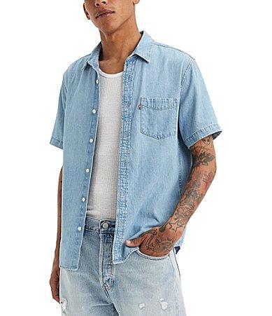 Men's Levi's® Classic Standard Fit Short Sleeve Shirt, Size: Small, Deja Vu Blue Product Image