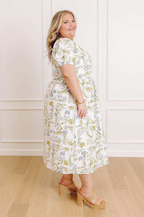 Simply Unforgettable Floral Midi Dress in White Curves Product Image