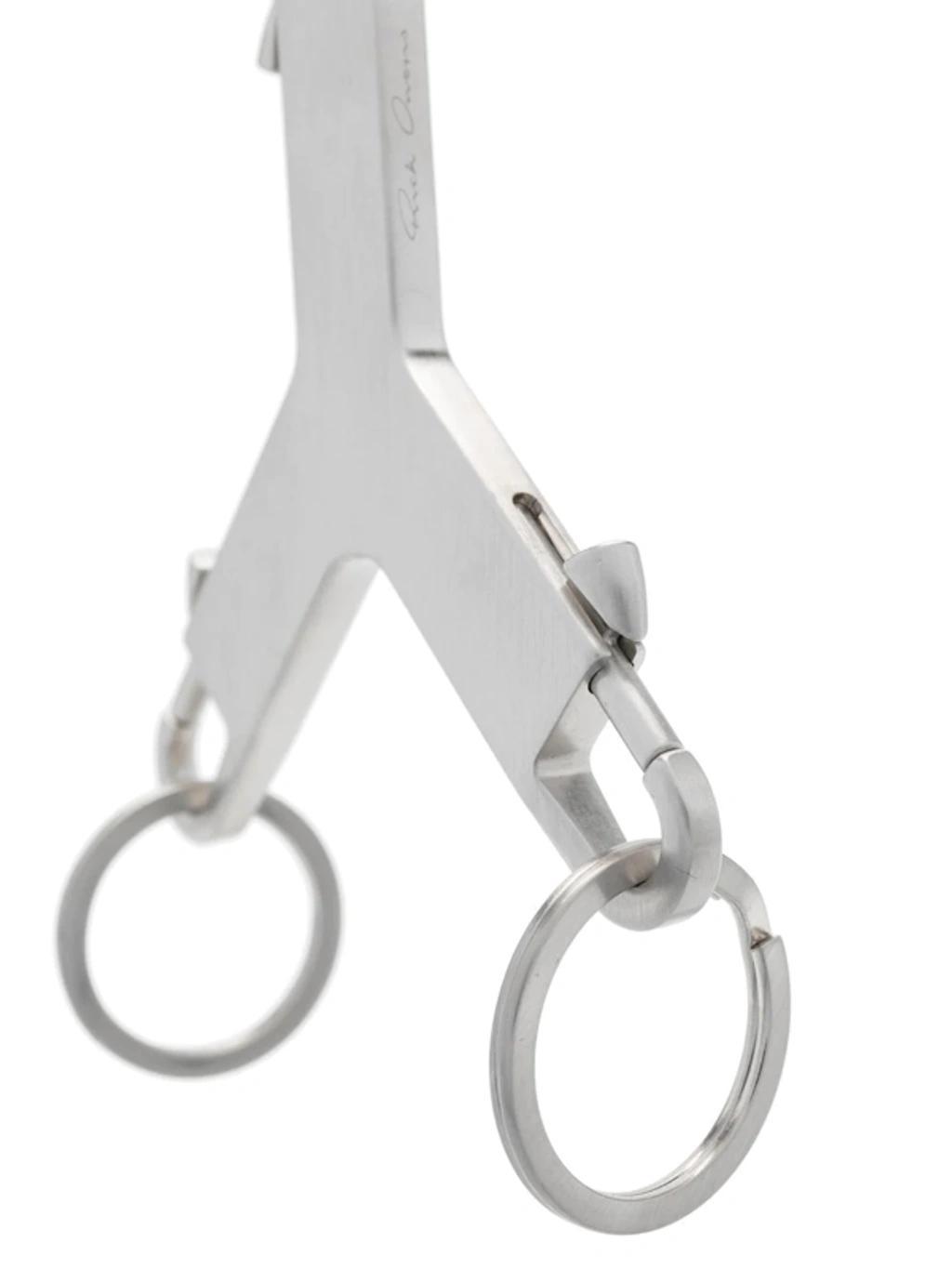 RICK OWENS Cerberus Iron Key Chain In Silver Product Image