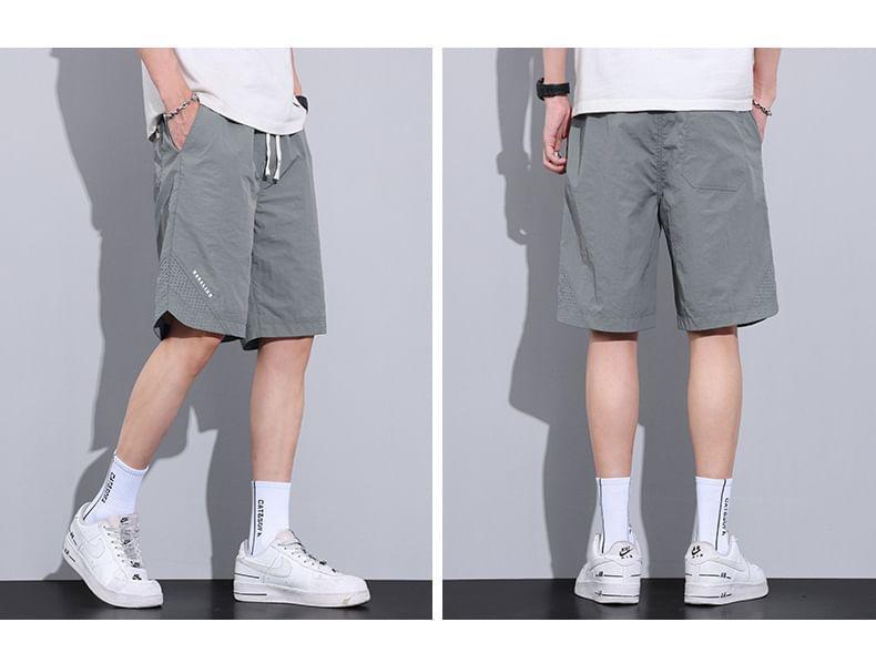 Drawstring Waist Lettering Shorts Product Image