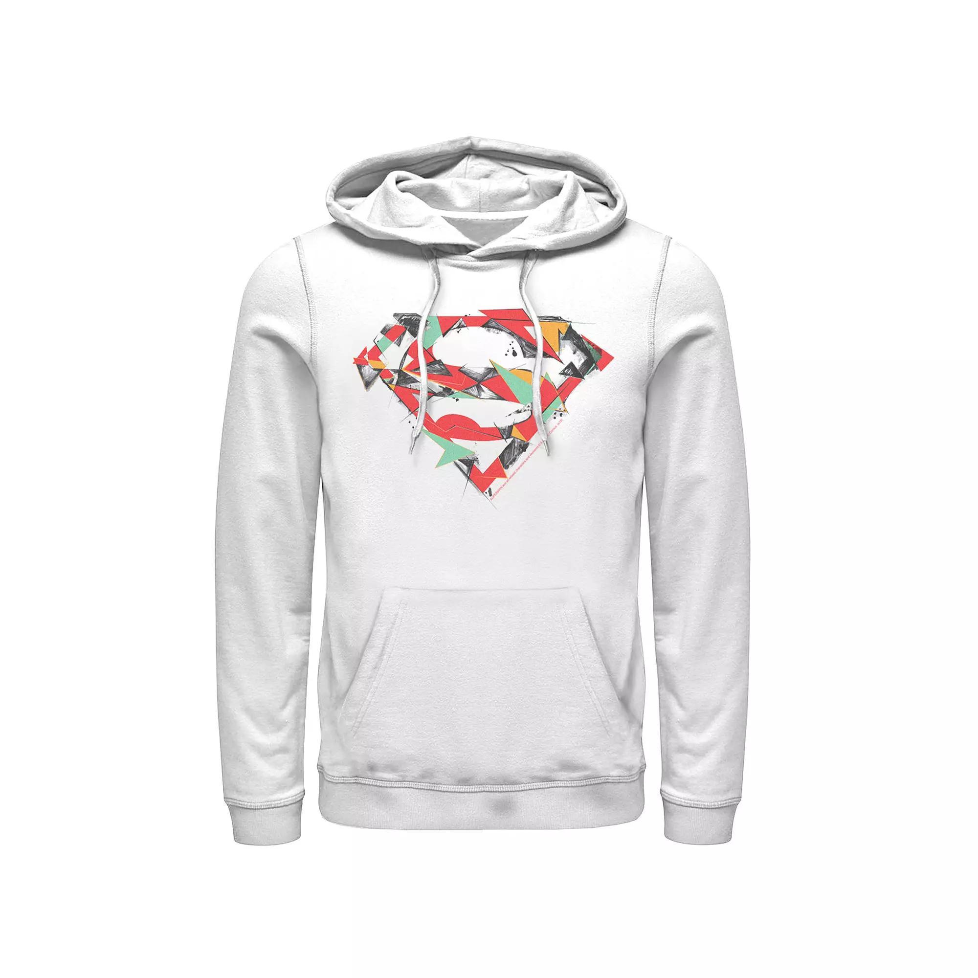 Men's DC Comics Superman Polygon Chest Logo Hoodie, Size: Medium, White Product Image