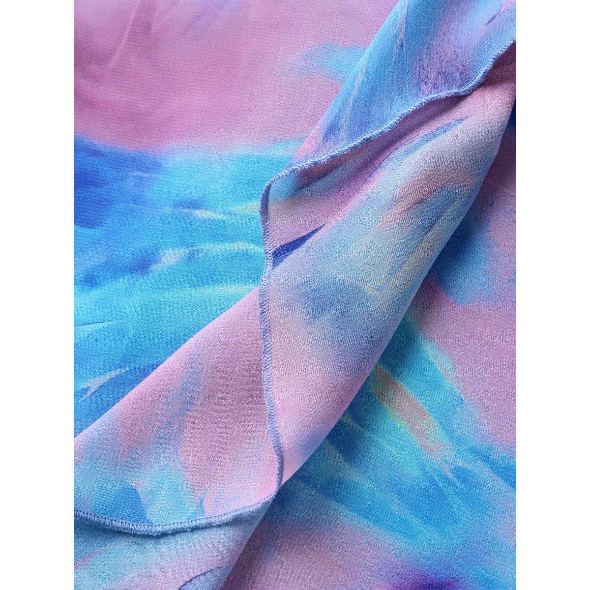 Plus Size Color Blend Stretchy Waist Pockets Midi Dress Skyblue Women Heart neckline Sleeveless Curvy BloomChic 22-24/3X Product Image