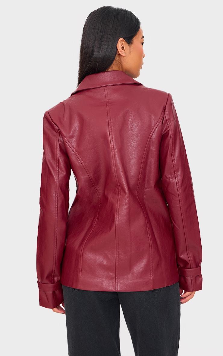 Cherry Red Faux Leather Blazer Product Image