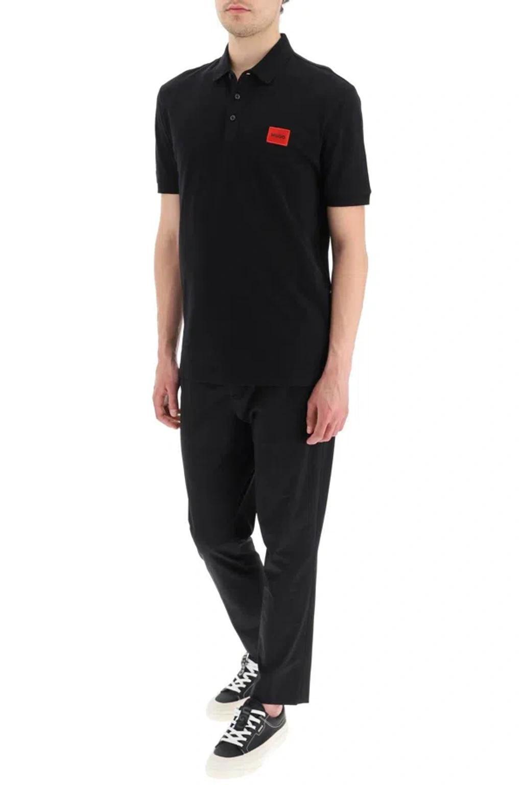 HUGO BOSS Polo Shirt With Logo Patch In Black Product Image