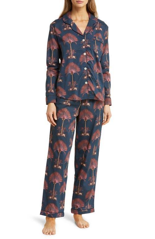 Womens 2-Piece Colorblocked Floral Cotton Pajama Set Product Image