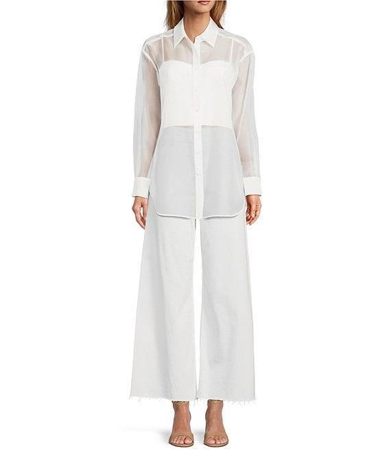 Antonio Melani Priscilla Organza Sheer Long Sleeve Button Front Coordinating Blouse Product Image