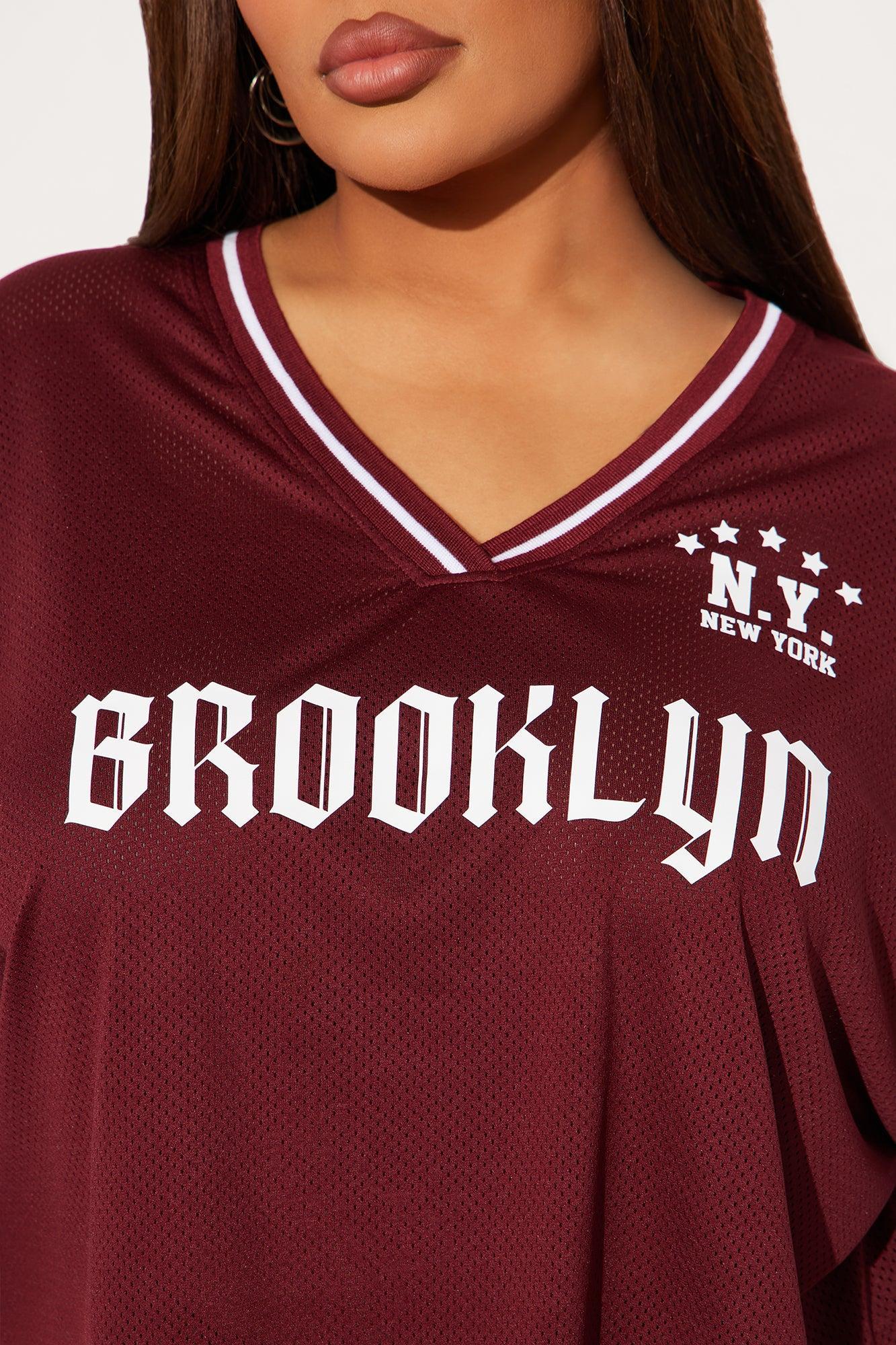 Brooklyn Cropped Jersey Tee - Burgundy Product Image