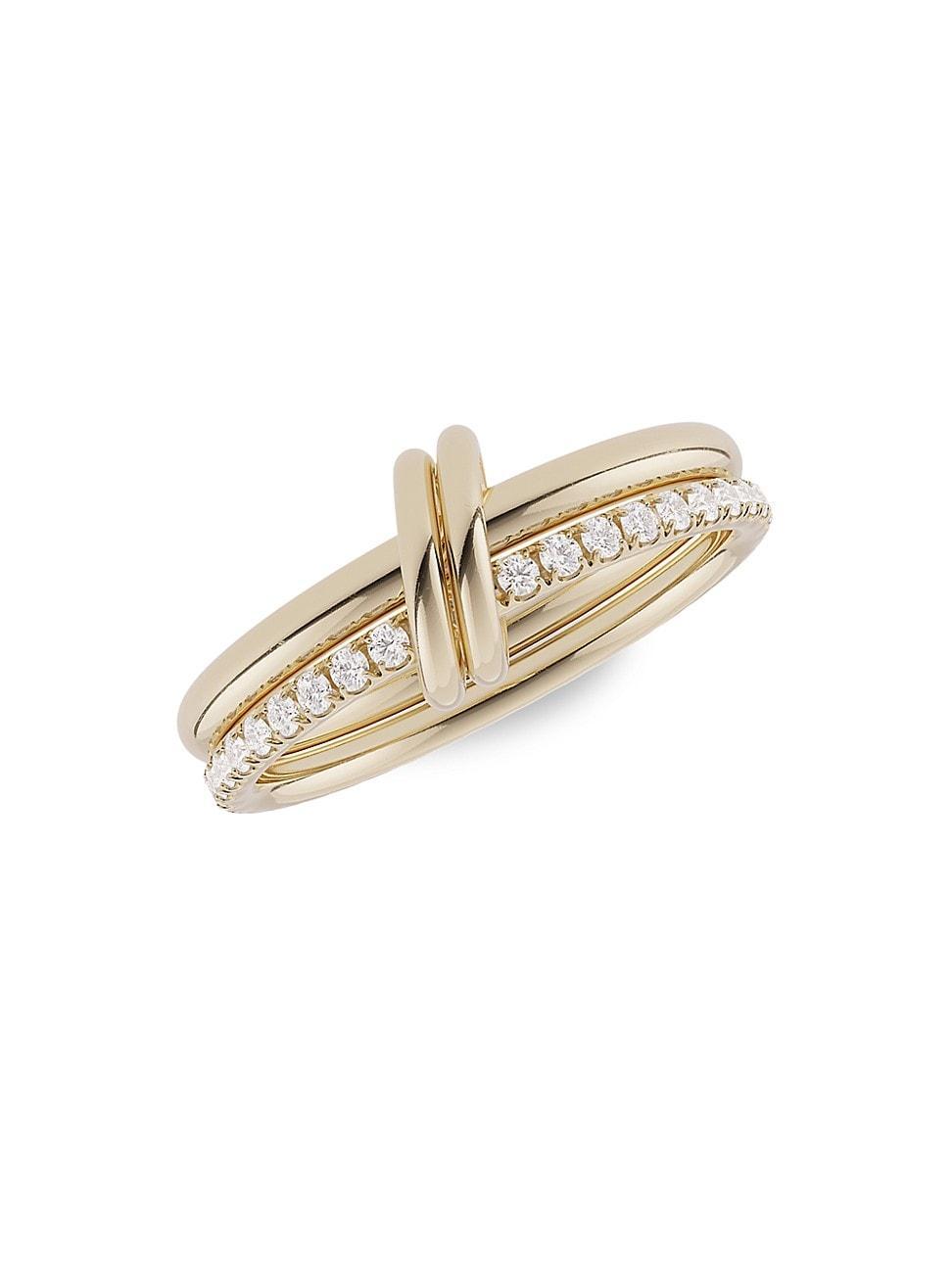 Womens Ceres Deux 18K Yellow Gold & Diamond 2-Link Ring Product Image