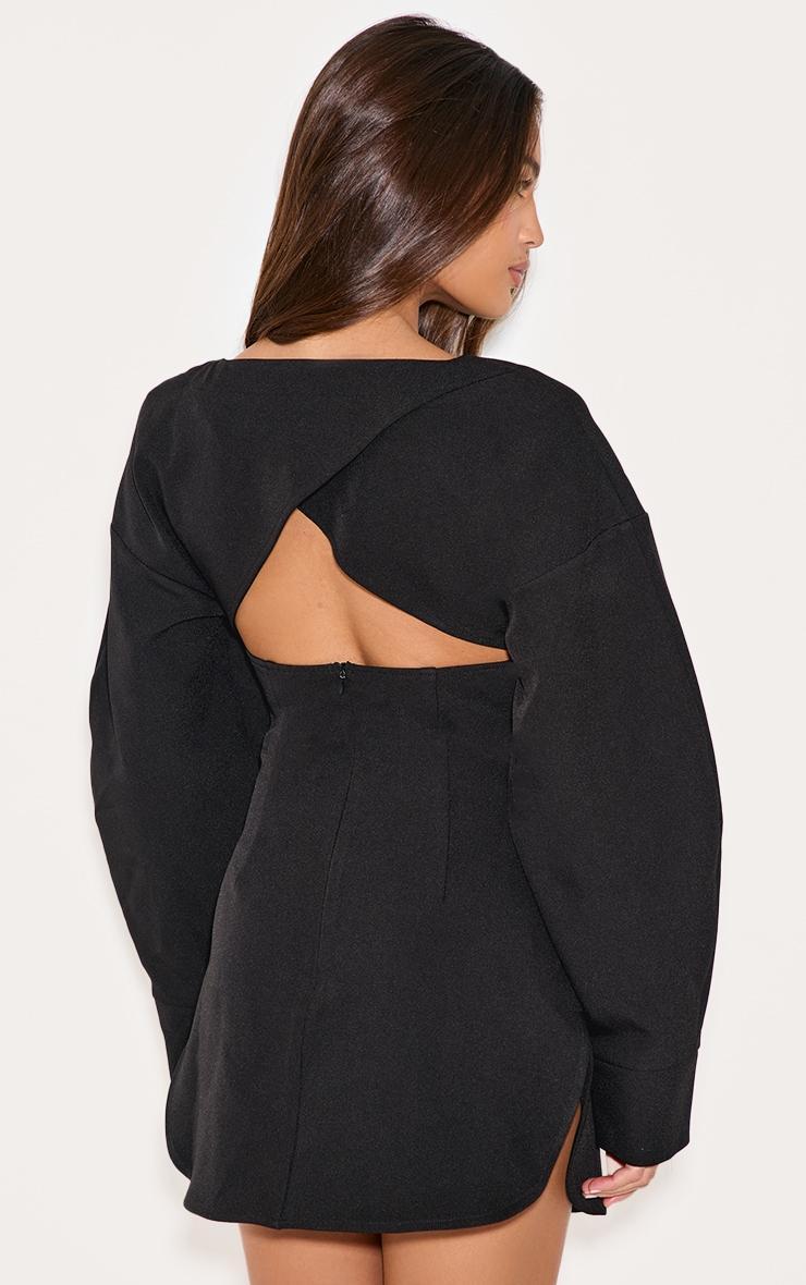 Black Tailored Long Sleeve Shift Dress Product Image