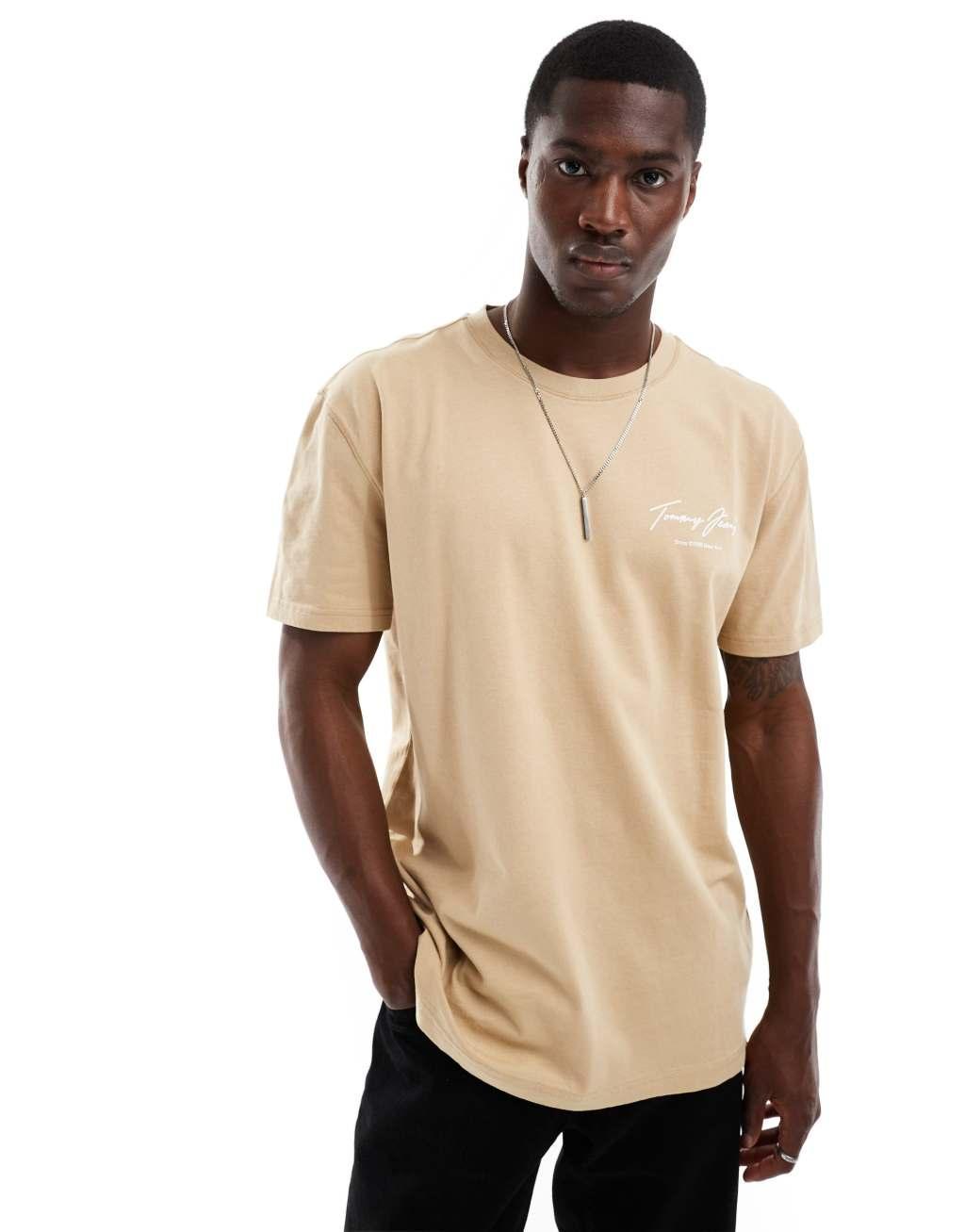 Tommy Jeans vintage graphic back print T-shirt in beige Product Image