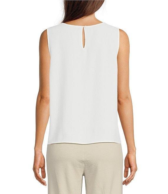 Eileen Fisher Silk Georgette Crepe Crew Neck Sleeveless Shell Tank Product Image
