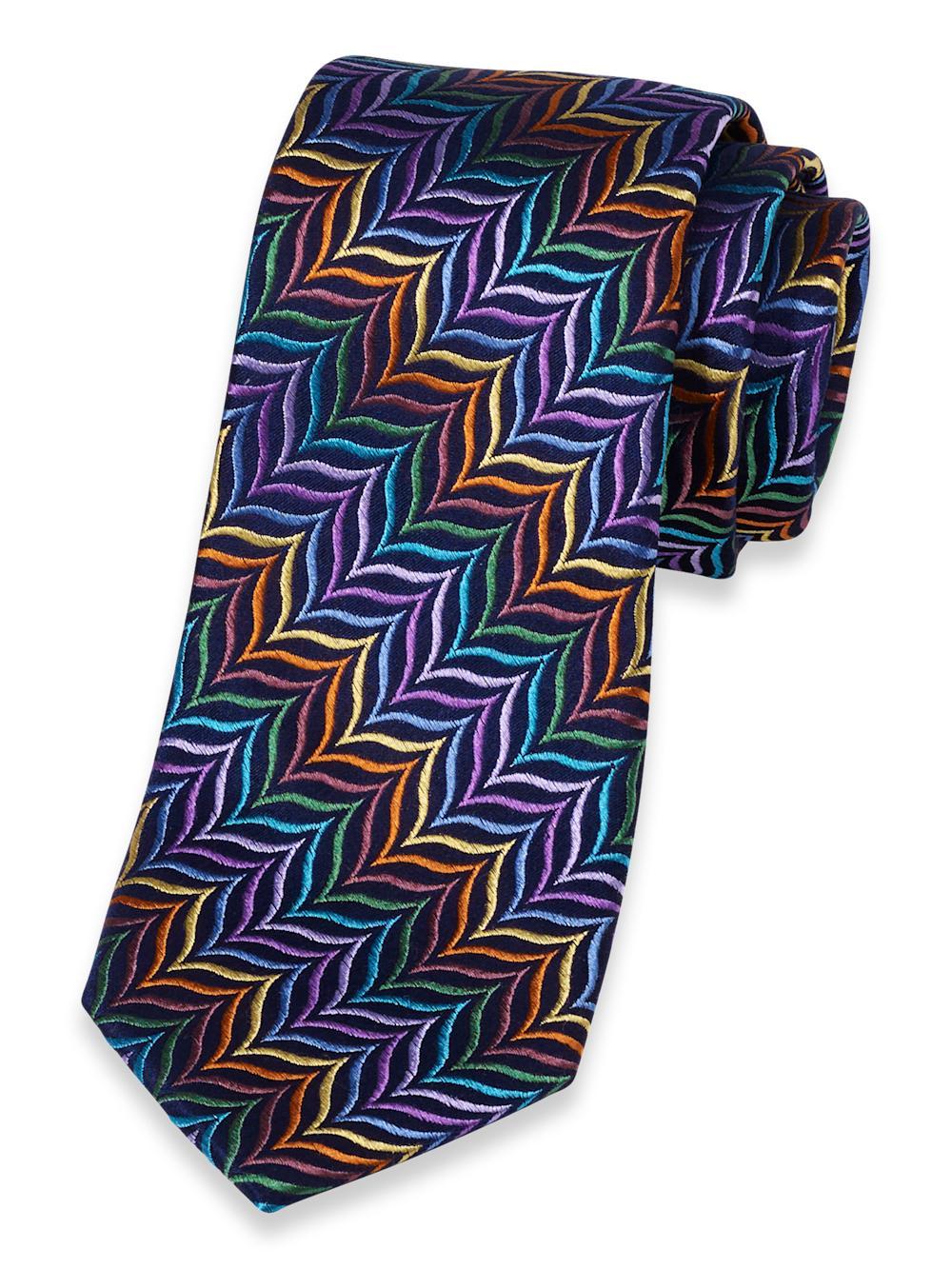 Herringbone Woven Silk Tie - Purple Multi Product Image