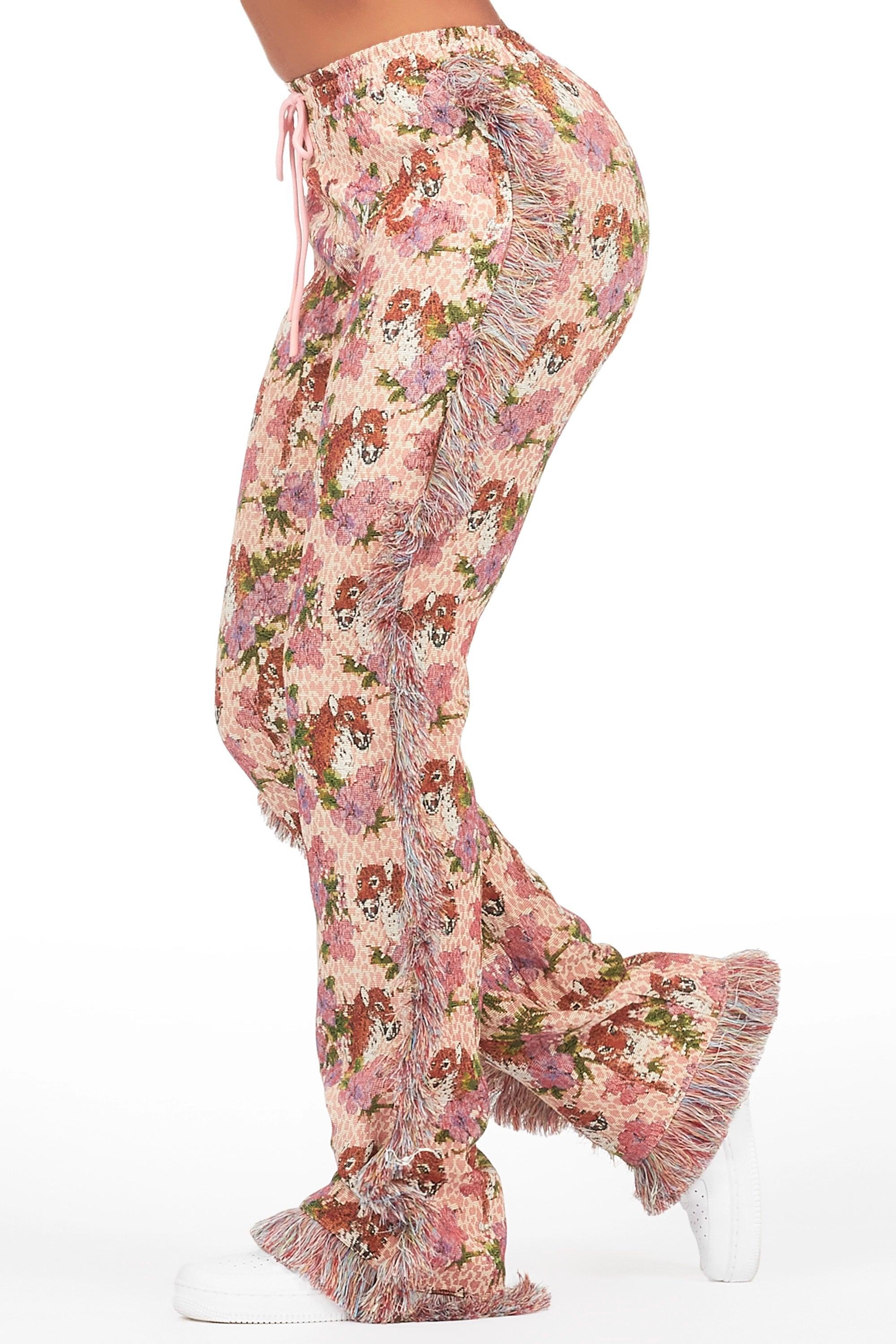 Alexsia Pink Tapestry Stacked Pant Female Product Image