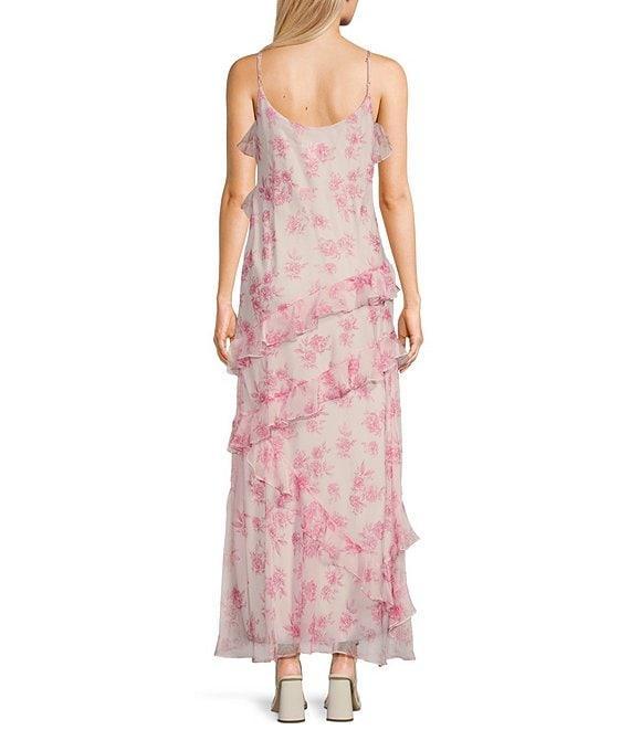 B. Darlin Spaghetti Strap V-Neck Ruffle Skirt Dress Product Image