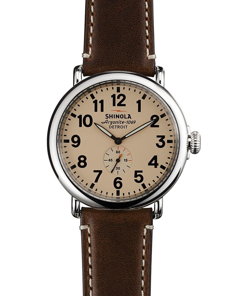 Mens 47mm Runwell Mens Watch, Cream/Dark Brown Product Image