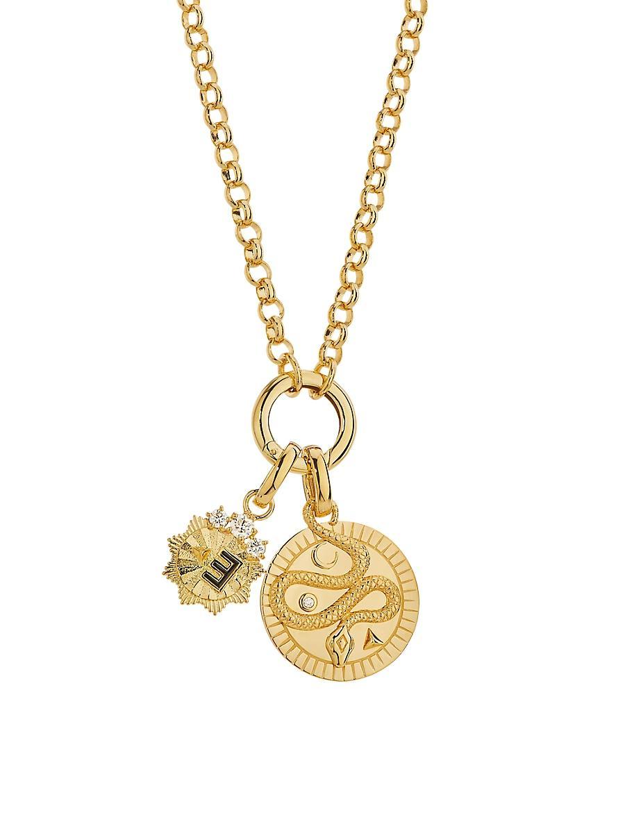 Womens Wholeness & Internal Compass 18K Yellow Gold & 0.23 TCW Diamond Medium Belcher Chain Necklace Product Image