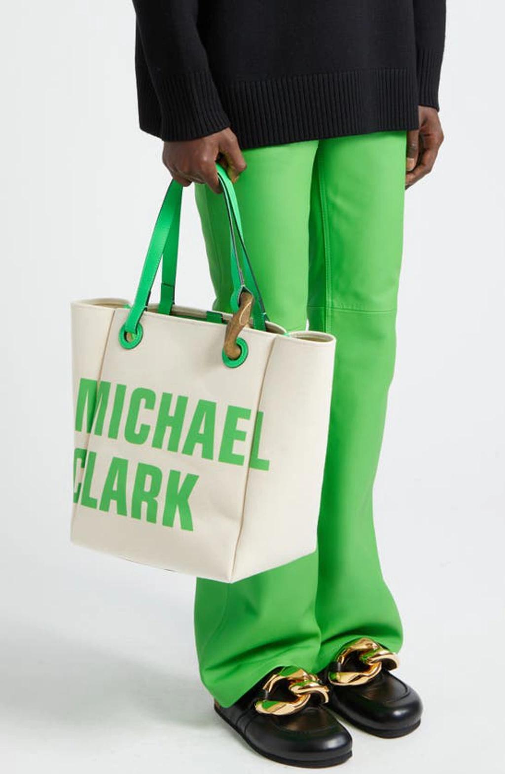 JW ANDERSON Michael Clark Tote Bag In White/ Green Product Image