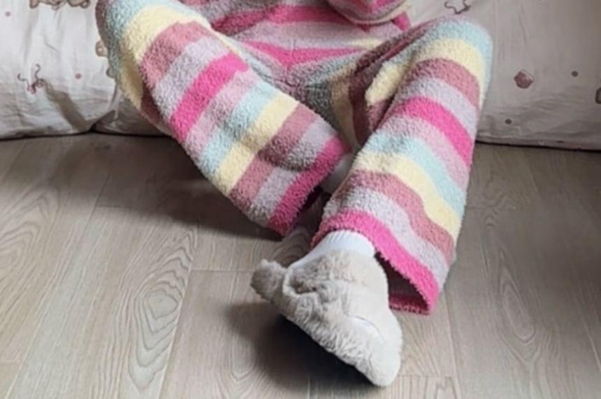 Striped Fleece Pajama Set Product Image