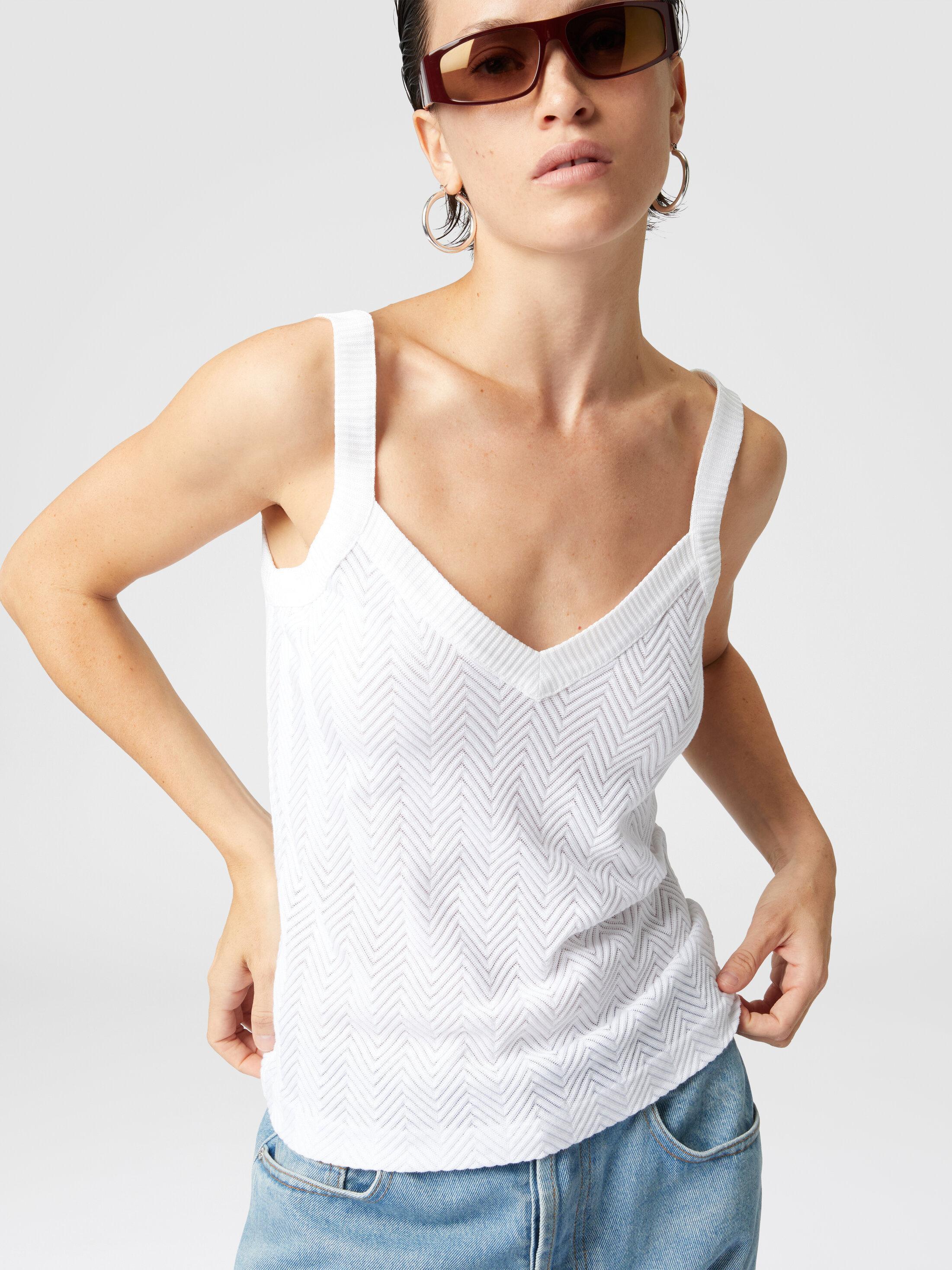 Tone-on-tone zigzag cotton and viscose tank tops Product Image