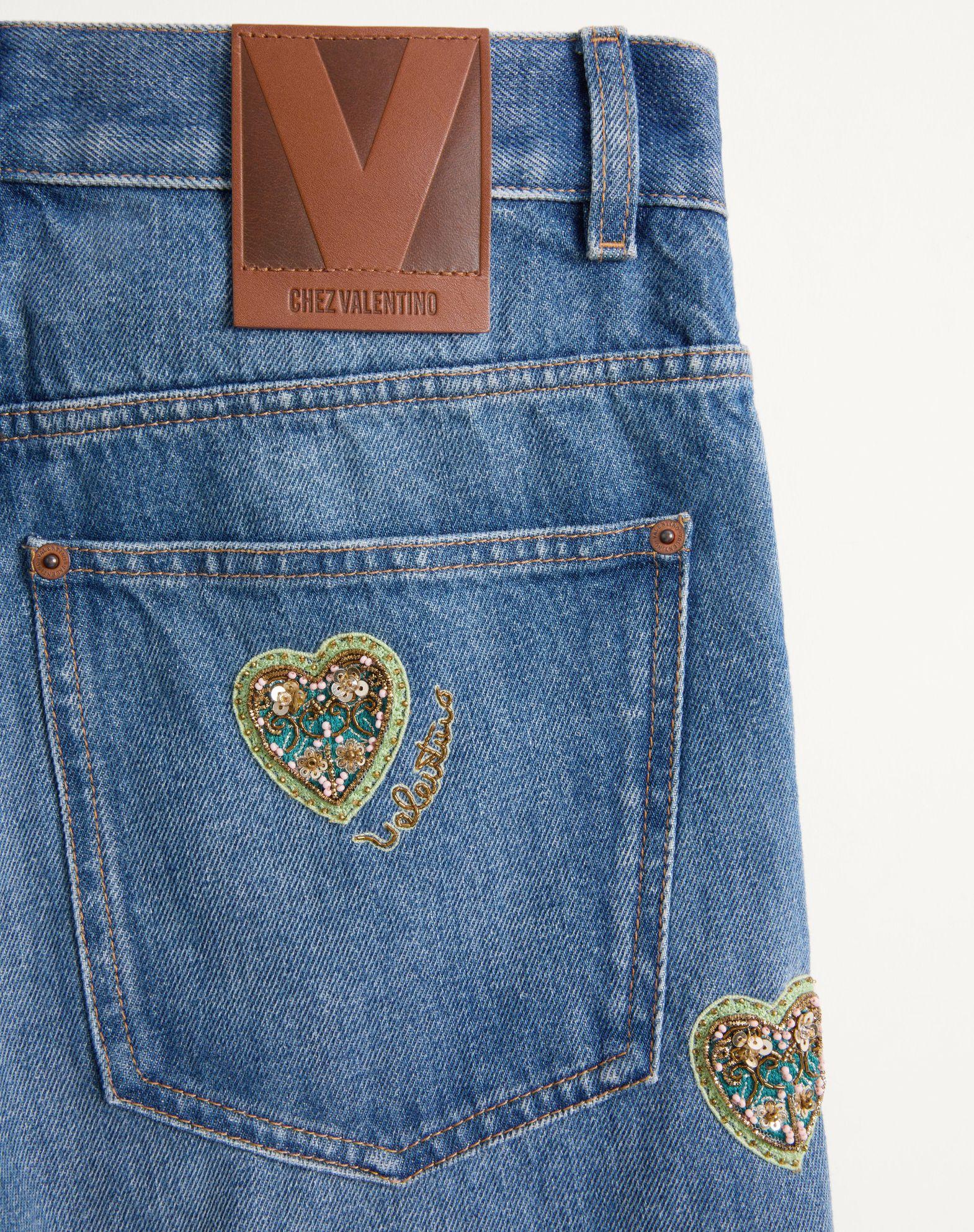 Embroidered Denim Pants Product Image