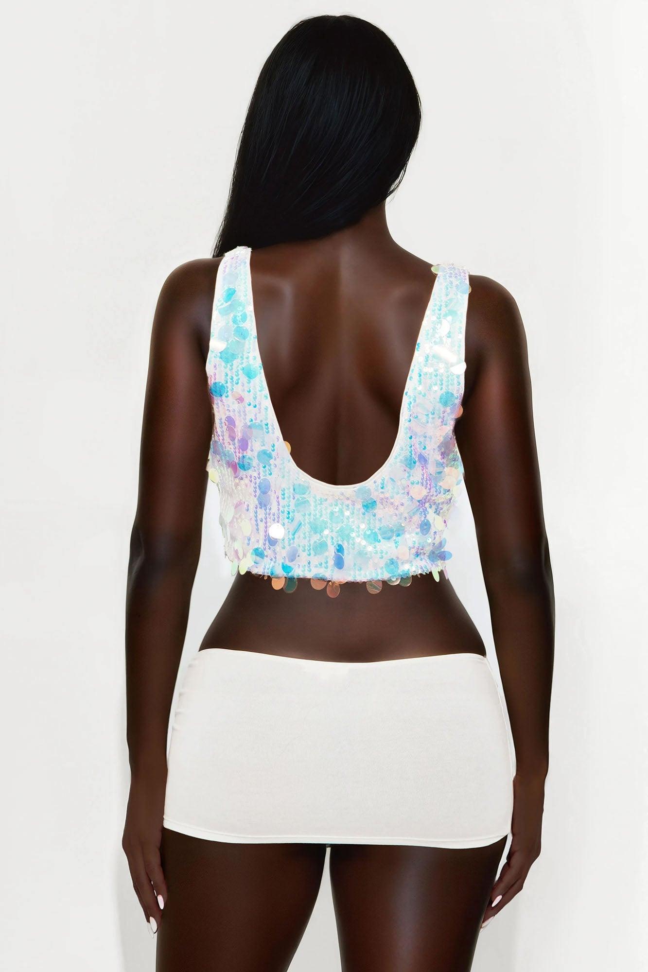 All The Sparkles Sequin Top - Aqua Product Image