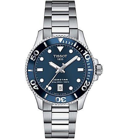 Tissot Unisex Seastar 1000 Quartz Analog Stainless Steel Silver Bracelet Watch Product Image