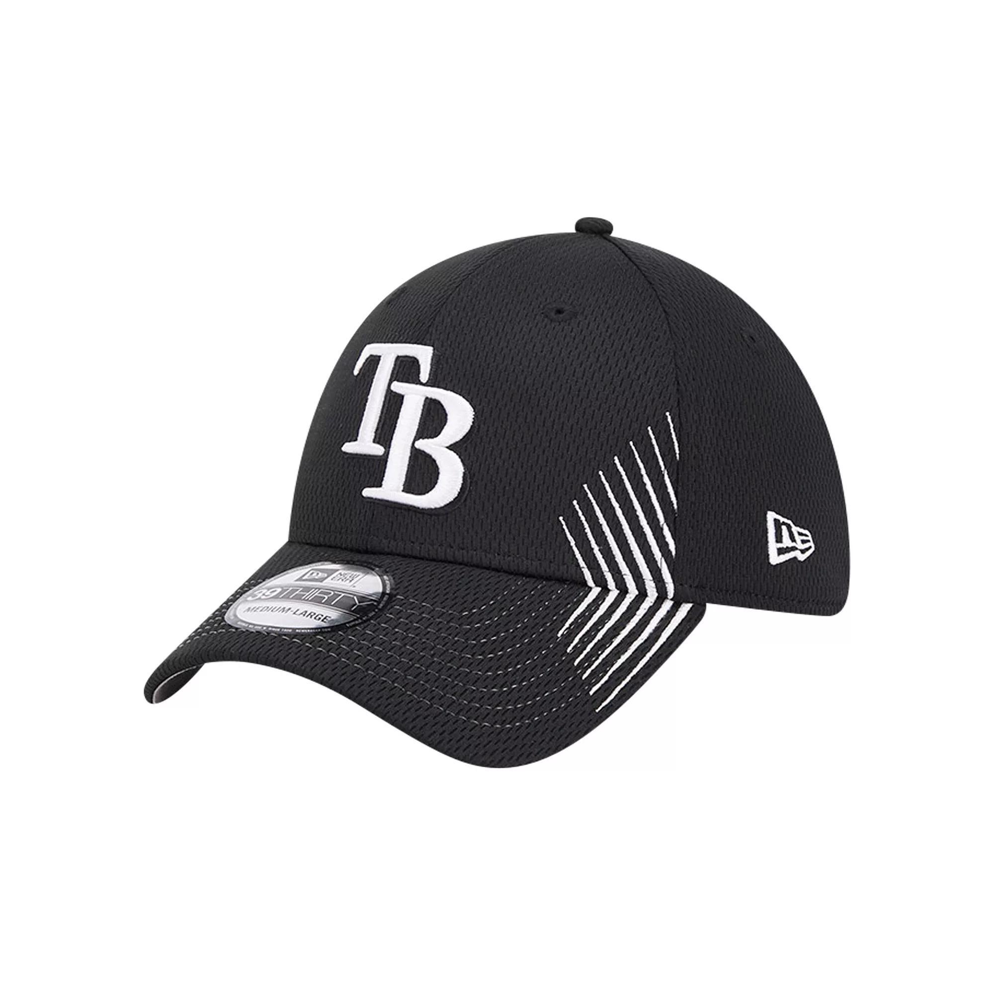 Men's New Era Black Tampa Bay Rays Active Dash Mark 39THIRTY Flex Hat,  Product Image