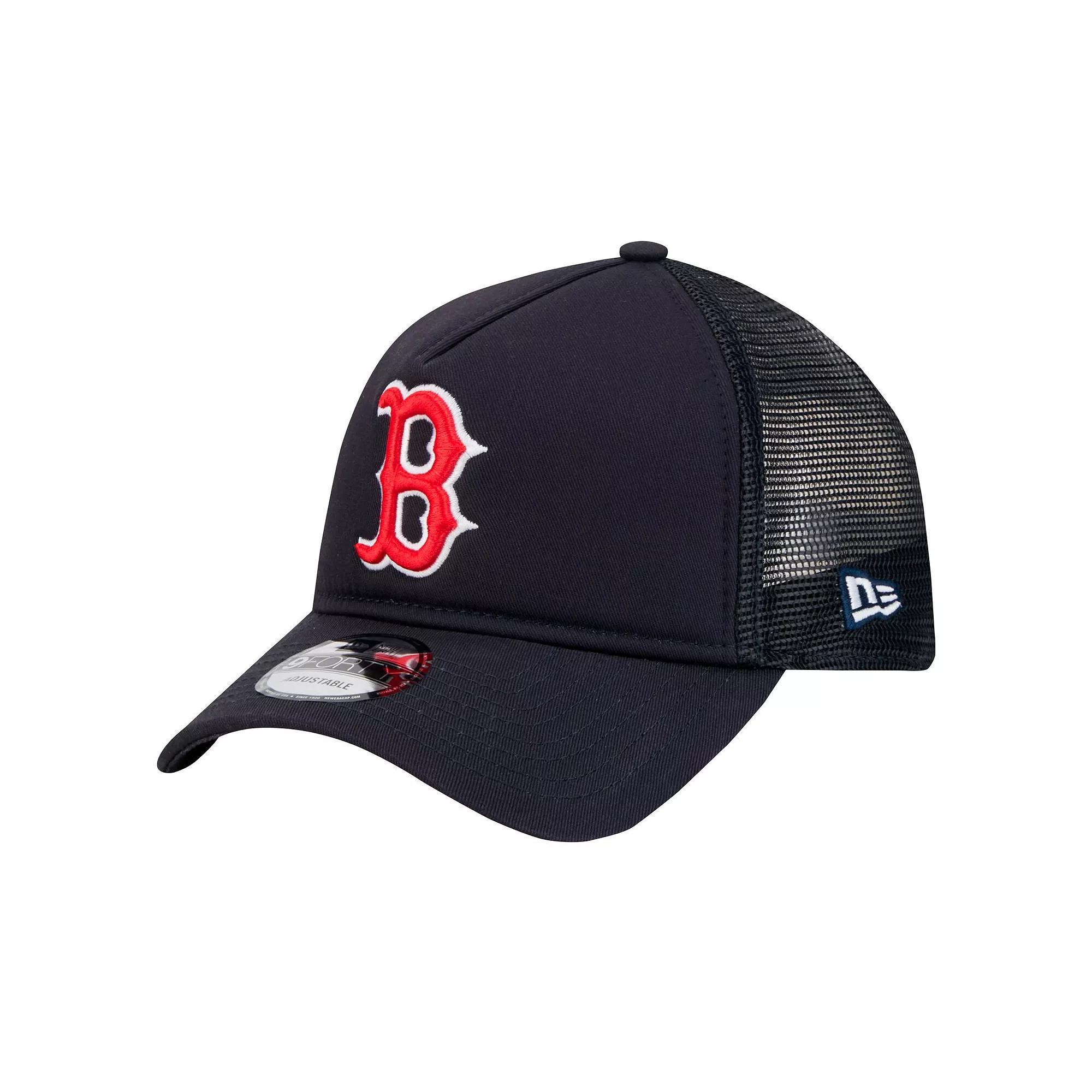 Mens New Era Boston Red Sox 9FORTY A-Frame Trucker Adjustable Hat, Blue Product Image
