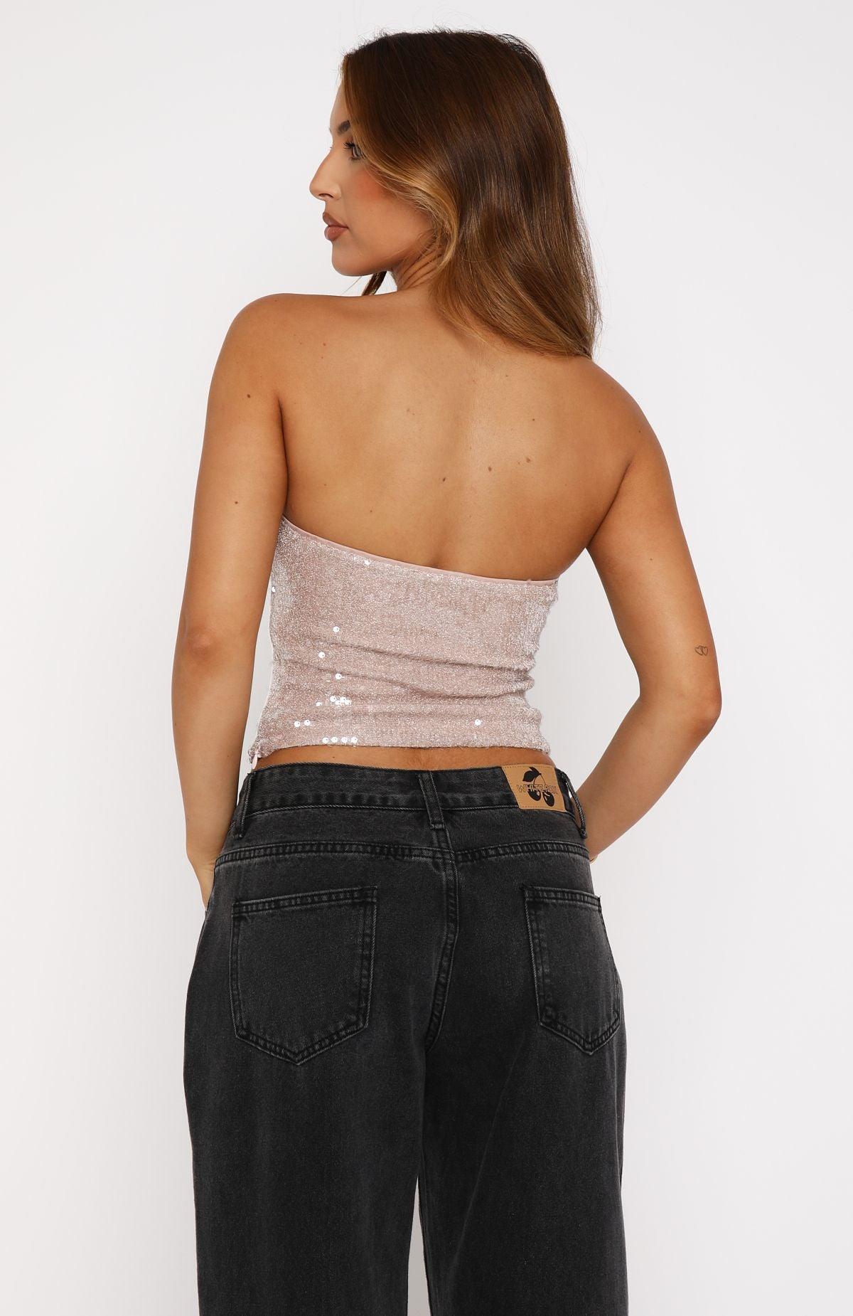 What I Want Sequin Top Champagne Product Image