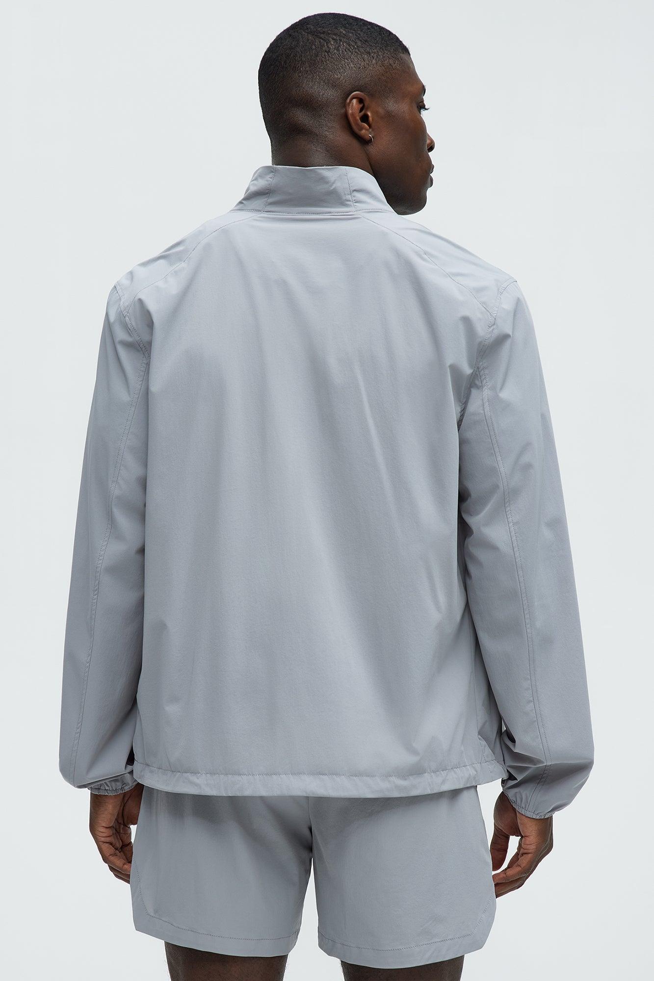 Lightweight Stretch Running Windbreaker Jacket - Grey Product Image