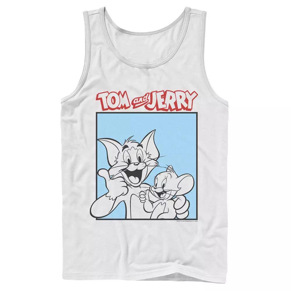 Men's Tom And Jerry Thumbs Up Poster Tank Top, Size: XL, White Product Image