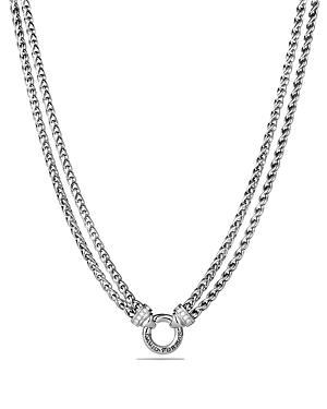 Womens Double Wheat Chain Necklace with Pav Diamonds Product Image