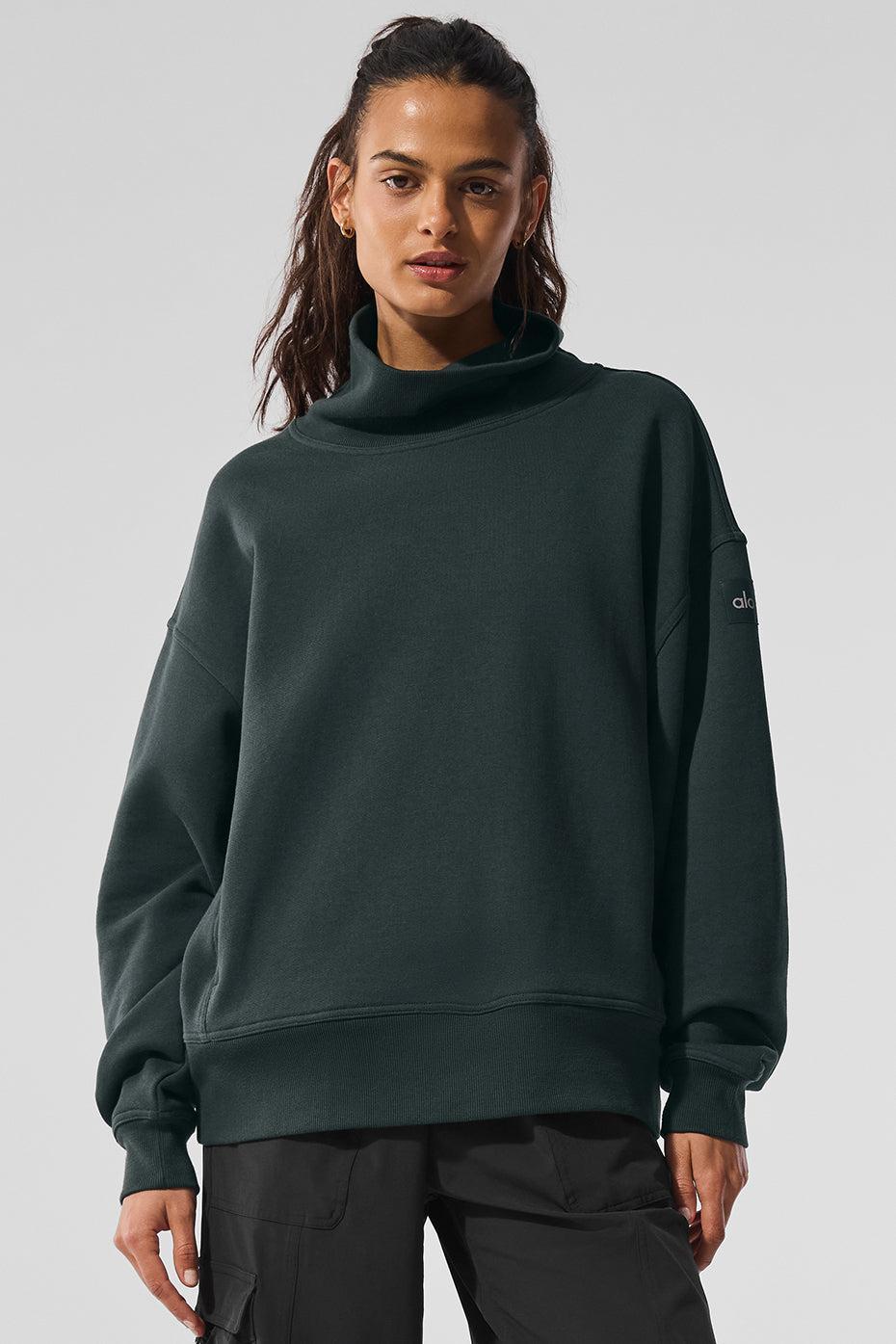 Hazy Mock Neck Pullover - Charcoal Green Product Image