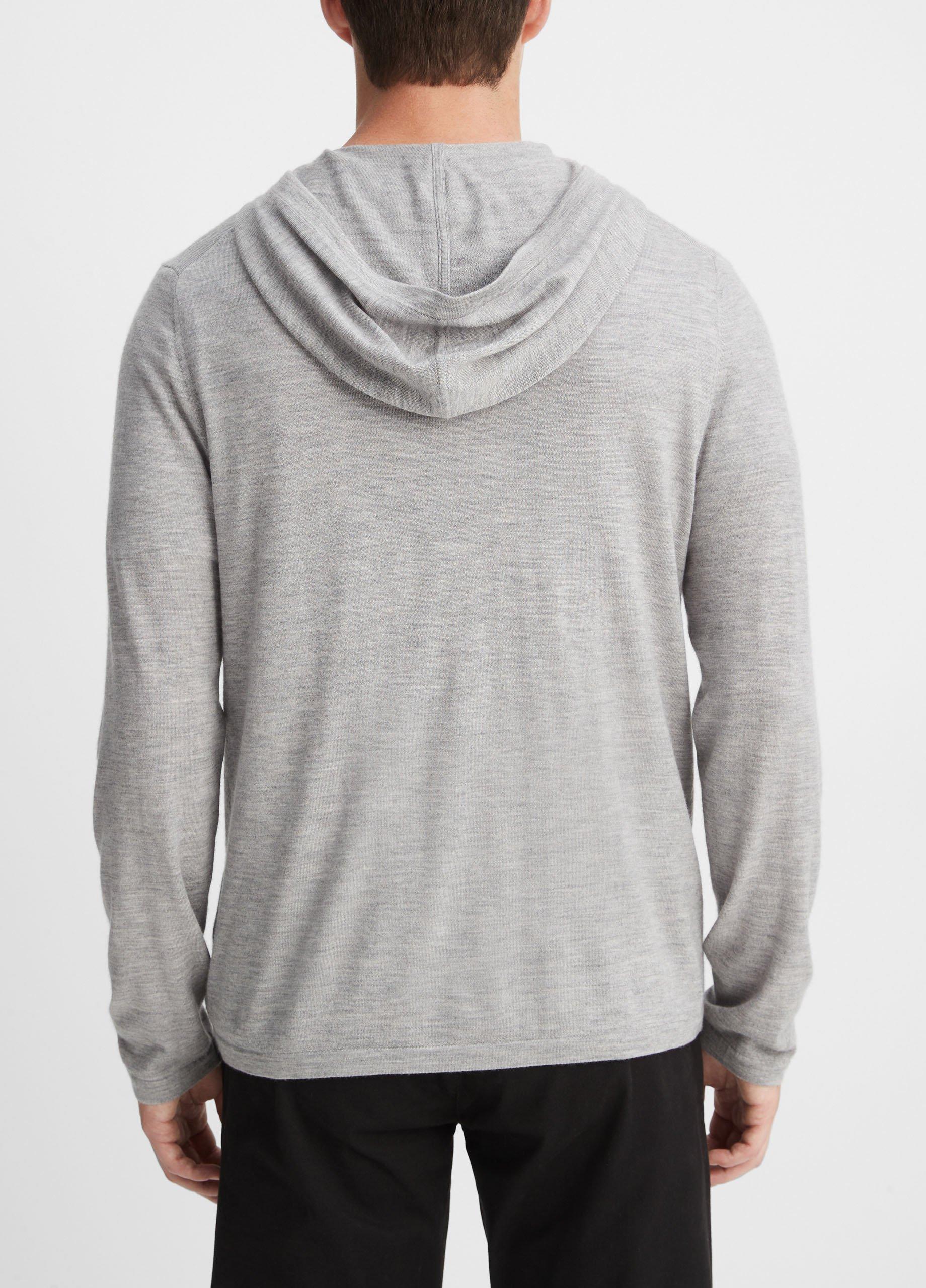 Mens Featherweight Wool Cashmere Pullover Hoodie, Heather White, Size XXL Vince Product Image