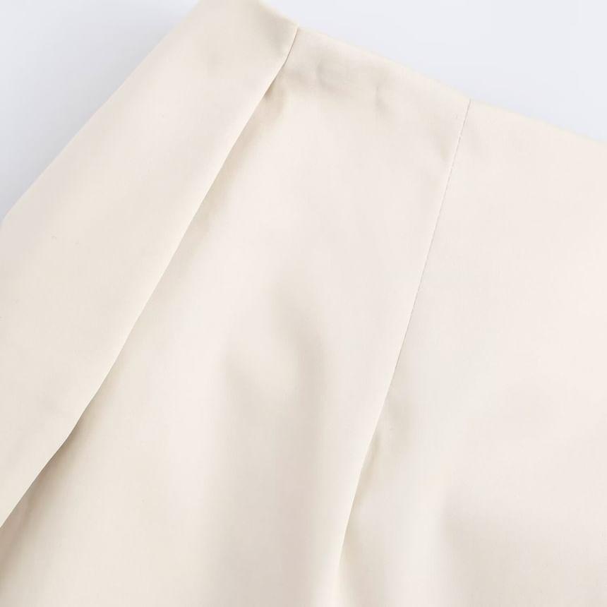 Low Rise Plain Bow Satin Mini Pencil Skirt Product Image