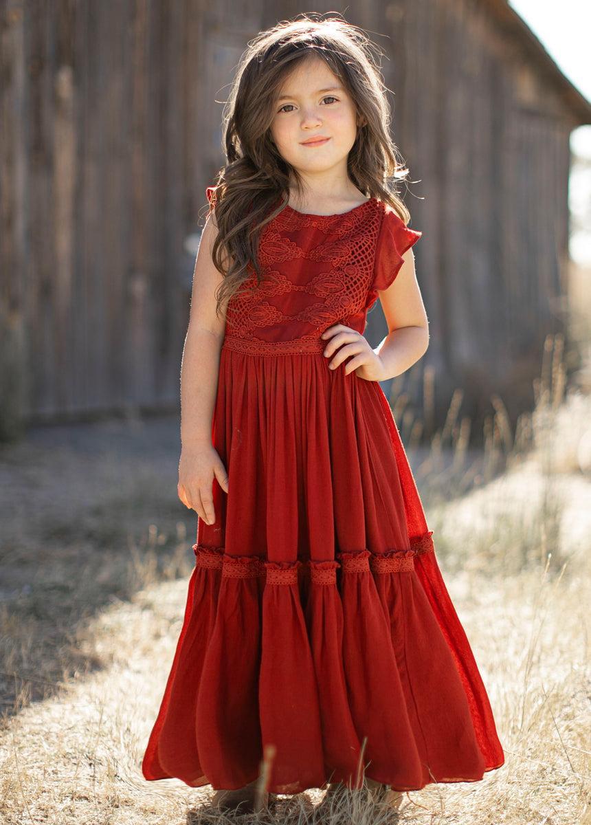 Viola Dress in Crimson Girls Product Image