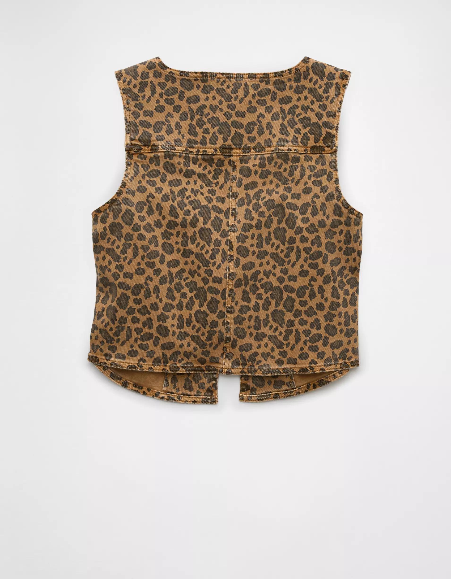 AE Tie Front Leopard Vest Product Image