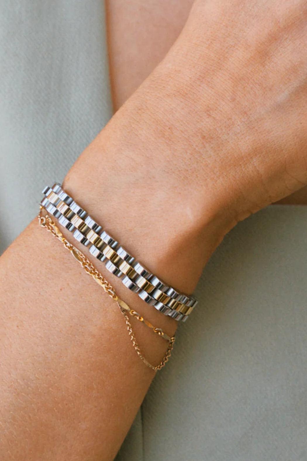 Two Toned Watch Band Bracelet Product Image