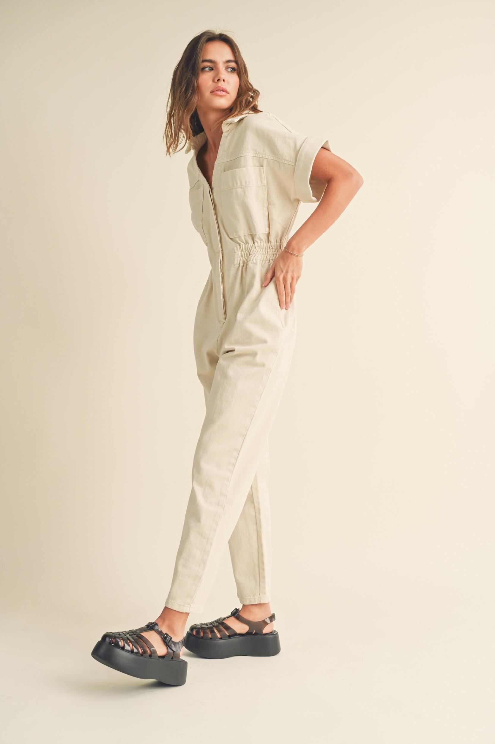 Cotton Denim Comfy Jumpsuit Product Image